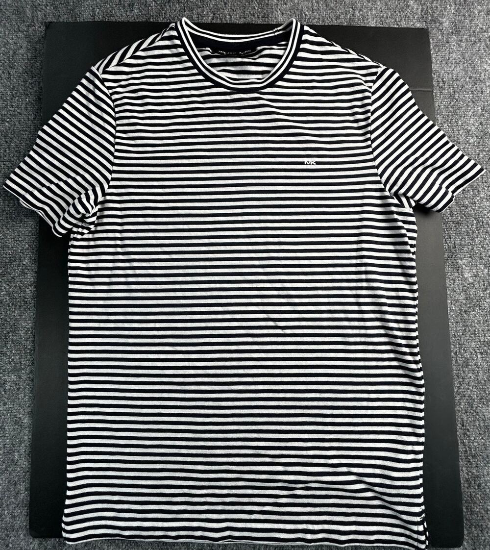 Michael Kors Women's Striped Knit T-Shirt Navy White Short Sleeve Size S - Picture 1 of 6